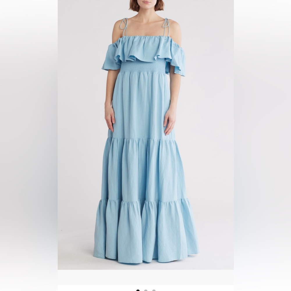 Alice + Olivia Sky Blue Ruffle Maxi Dress